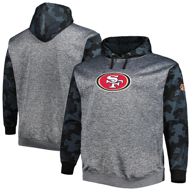 Men's San Francisco 49ers Heather Charcoal Big & Tall Camo Pullover Hoodie Men's San Francisco 49ers Heather Charcoal Big & Tall Camo Pullover Hoodie